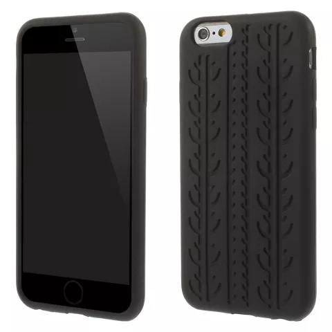Housse de pneu de voiture noire compatible avec iPhone 6 Plus, iPhone 6s Plus, coque en silicone pour traces de voiture