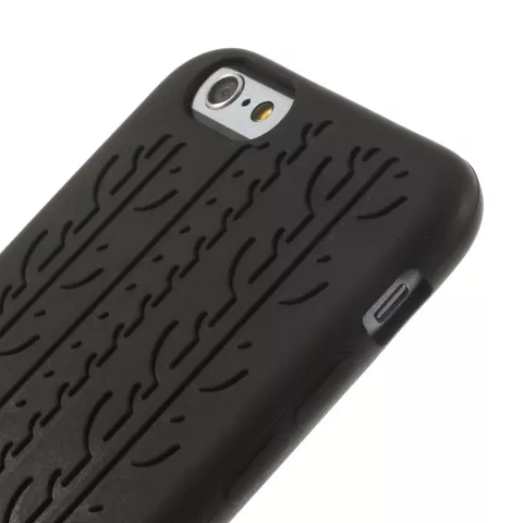 Housse de pneu de voiture noire compatible avec iPhone 6 Plus, iPhone 6s Plus, coque en silicone pour traces de voiture