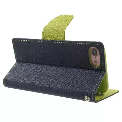 Mercury Goospery wallet Bookcase case compatible avec iPhone 7 8 SE 2020 SE 2022 Cuir bleu fonc&eacute; - portefeuille