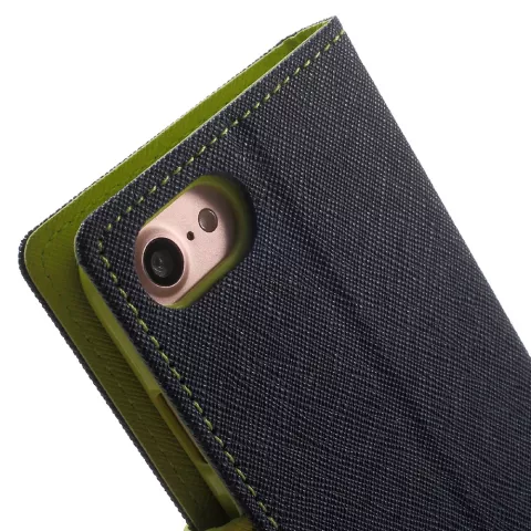 Mercury Goospery wallet Bookcase case compatible avec iPhone 7 8 SE 2020 SE 2022 Cuir bleu fonc&eacute; - portefeuille