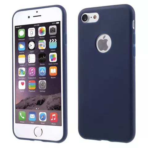Coque en silicone de couleur bleue unie compatible avec iPhone 7 8 Coque bleue Coque bleue