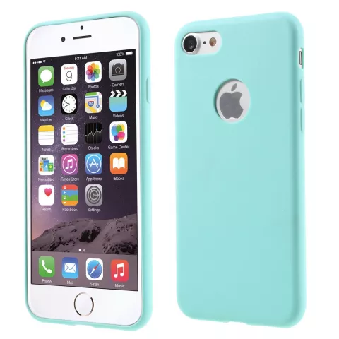 Coque en silicone bleu clair compatible avec iPhone 7 8 coque bleu clair Coque bleu uni