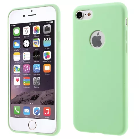 Coque en silicone de couleur verte unie compatible avec iPhone 7 8 Couverture verte Coque verte