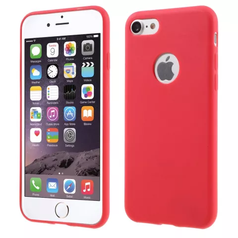 Coque en silicone de couleur rouge unie compatible avec iPhone 7 8 Coque rouge Coque rouge