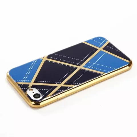 Coque en silicone Chic compatible avec iPhone 7 8 SE 2020 SE 2022 Lignes de design dor&eacute;es Bleu