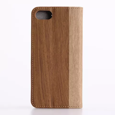 Portefeuille imitation bois compatible avec iPhone 7 8 SE 2020 SE 2022 &Eacute;tui marron &Eacute;tui portefeuille Cuir - Biblioth&egrave;que