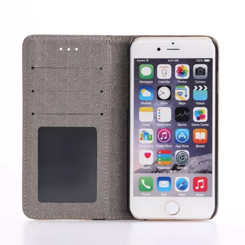 Portefeuille imitation bois compatible avec iPhone 7 8 SE 2020 SE 2022 &Eacute;tui marron &Eacute;tui portefeuille Cuir - Biblioth&egrave;que