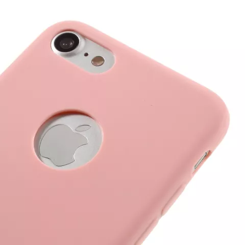 Coque en silicone de couleur rose unie compatible avec iPhone 7 8 Coque rose Coque rose