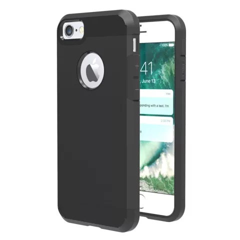 Coque r&eacute;sistante aux chocs compatible avec iPhone 7 Noir Coque en TPU tr&egrave;s robuste