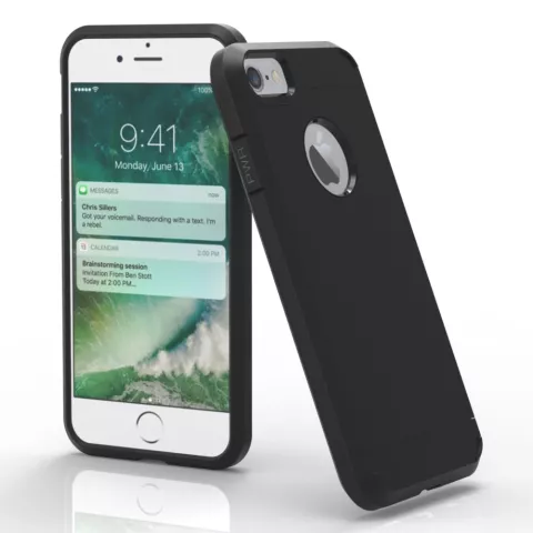 Coque r&eacute;sistante aux chocs compatible avec iPhone 7 Noir Coque en TPU tr&egrave;s robuste