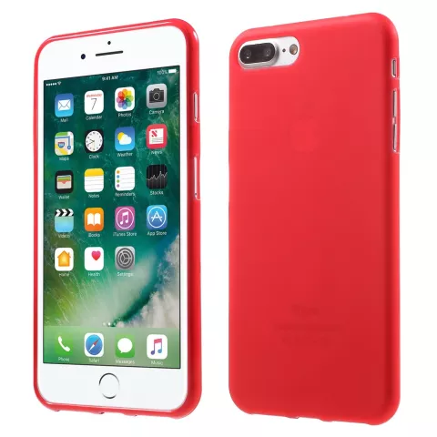 Coque en silicone rouge compatible avec iPhone 7 Plus 8 Plus Coque rouge solide Coque rouge