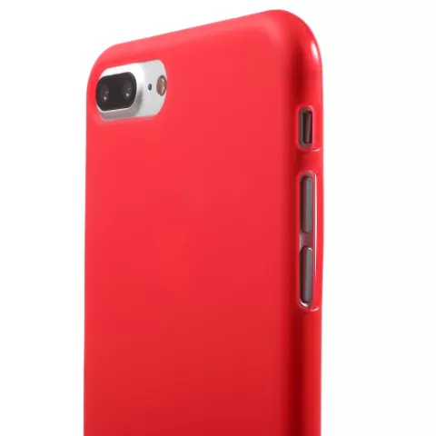 Coque en silicone rouge compatible avec iPhone 7 Plus 8 Plus Coque rouge solide Coque rouge