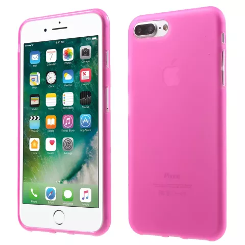 Coque rose unie pour iPhone 7 Plus 8 Plus Coque rose Coque en silicone