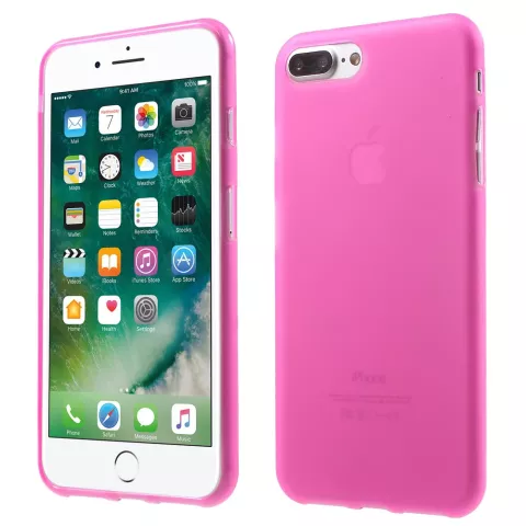 Coque rose unie compatible avec iPhone 7 Plus 8 Plus Housse rose Coque en silicone