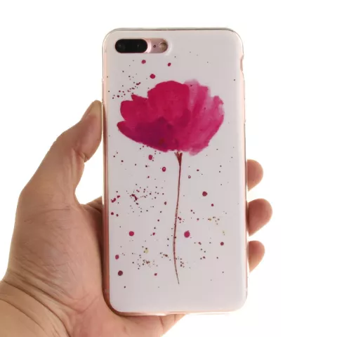 Fleur rose avec coque blanche Coque en TPU pour iPhone 7 Plus 8 Plus en silicone