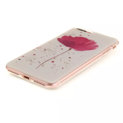 Fleur rose avec coque blanche compatible avec iPhone 7 Plus 8 Plus coque en silicone TPU