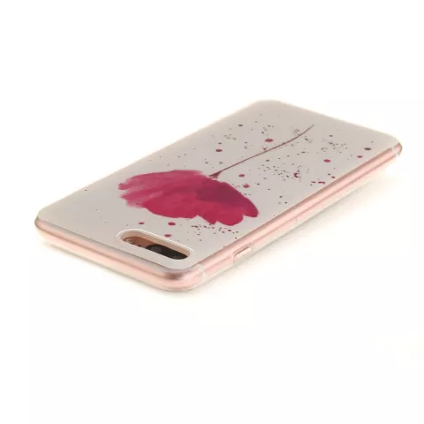 Fleur rose avec coque blanche compatible avec iPhone 7 Plus 8 Plus coque en silicone TPU