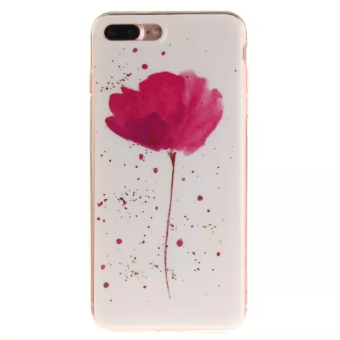 Fleur rose avec coque blanche Coque en TPU pour iPhone 7 Plus 8 Plus en silicone