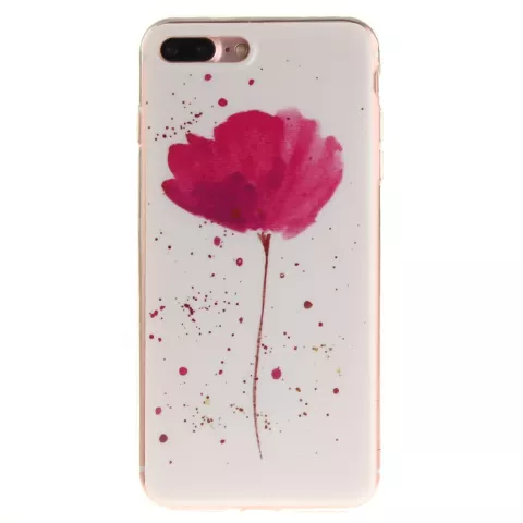 Fleur rose avec coque blanche compatible avec iPhone 7 Plus 8 Plus coque en silicone TPU