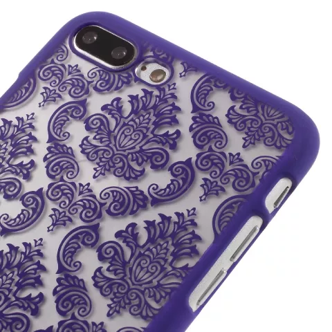 &Eacute;tui rigide violet motif henn&eacute; Coque transparente iPhone 7 Plus 8 Plus