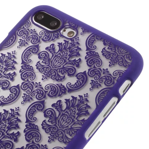 Coque rigide violette motif henn&eacute; compatible avec iPhone 7 Plus 8 Plus coque transparente