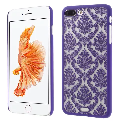 Coque rigide violette motif henn&eacute; compatible avec iPhone 7 Plus 8 Plus coque transparente