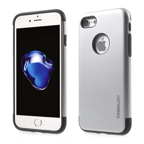 Caseology Coque argent&eacute;e compatible avec iPhone 7 8 Coque en silicone TPU argent&eacute;e Coque noire