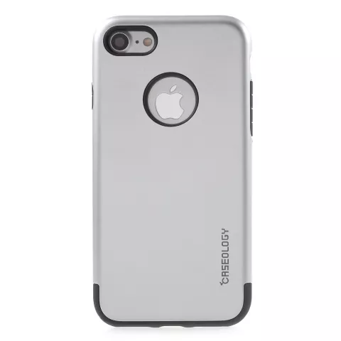 Caseology Coque argent&eacute;e compatible avec iPhone 7 8 Coque en silicone TPU argent&eacute;e Coque noire
