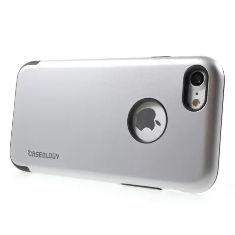 Caseology Coque argent&eacute;e compatible avec iPhone 7 8 Coque en silicone TPU argent&eacute;e Coque noire