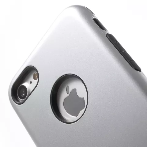 Caseology Coque argent&eacute;e compatible avec iPhone 7 8 Coque en silicone TPU argent&eacute;e Coque noire
