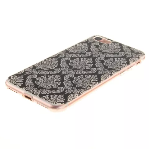 Coque au henn&eacute; noir Damask Flower compatible avec iPhone 7 8 SE 2020 SE 2022 Coque en silicone TPU blanc