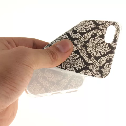 Coque au henn&eacute; noir Damask Flower compatible avec iPhone 7 8 SE 2020 SE 2022 Coque en silicone TPU blanc