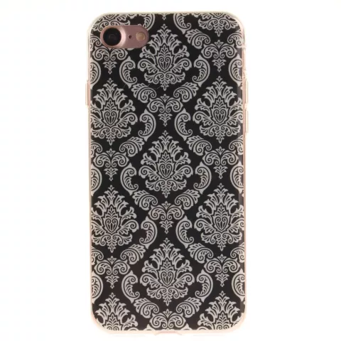 Coque au henn&eacute; noir Damask Flower compatible avec iPhone 7 8 SE 2020 SE 2022 Coque en silicone TPU blanc