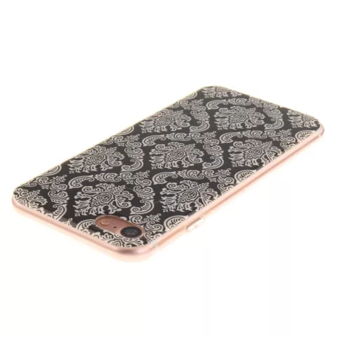Coque au henn&eacute; noir Damask Flower compatible avec iPhone 7 8 SE 2020 SE 2022 Coque en silicone TPU blanc