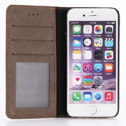 &Eacute;tui portefeuille compatible avec iPhone 7 8 SE 2020 SE 2022 &eacute;tui portefeuille biblioth&egrave;que Cuir - Marron