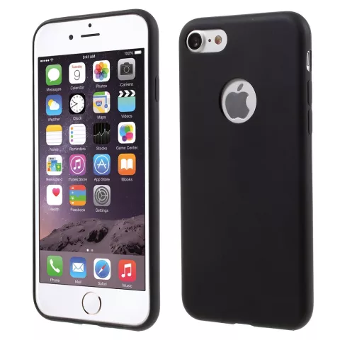 Coque en silicone noire unie iPhone 7 8 Mat Coque noire