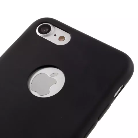 Coque en silicone noire unie compatible avec iPhone 7 8 Couverture noire mate
