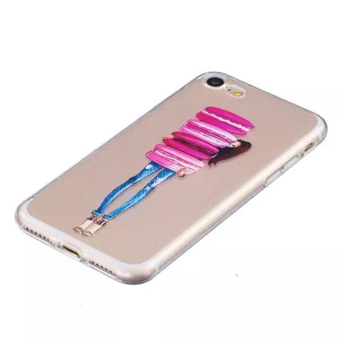 Coque Macaron transparente compatible avec iPhone 7 8 SE 2020 SE 2022 Biscuits roses avec coque en TPU fille