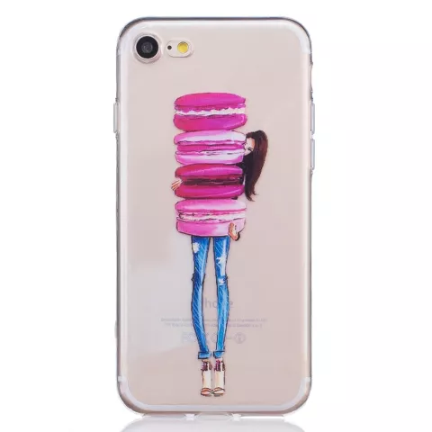 Coque Macaron transparente compatible avec iPhone 7 8 SE 2020 SE 2022 Biscuits roses avec coque en TPU fille