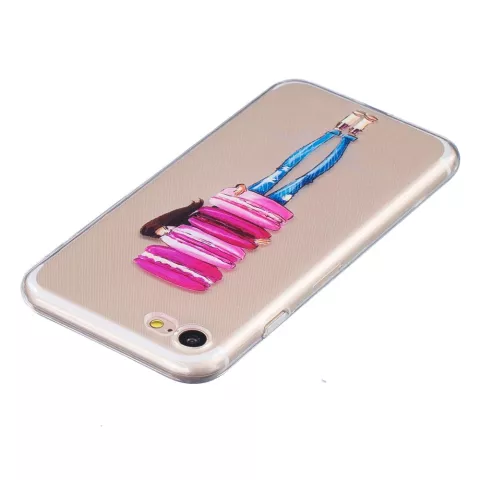 Coque Macaron transparente compatible avec iPhone 7 8 SE 2020 SE 2022 Biscuits roses avec coque en TPU fille