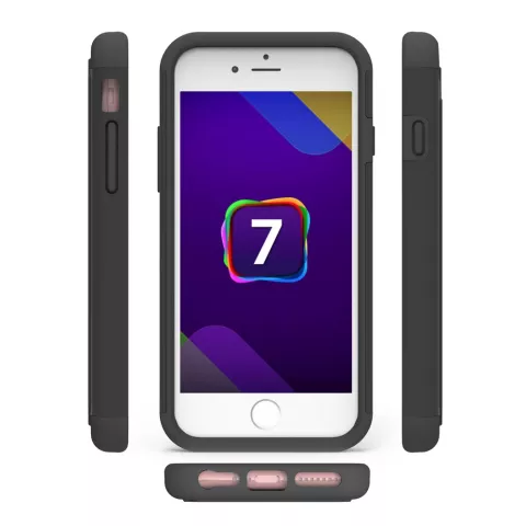&Eacute;tui rigide noir robuste &agrave; goujons en silicone compatible avec iPhone 7 8 goujons de couverture noirs