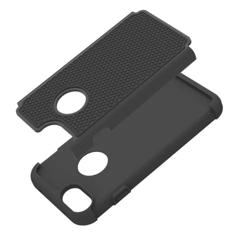 &Eacute;tui rigide noir robuste &agrave; goujons en silicone compatible avec iPhone 7 8 goujons de couverture noirs