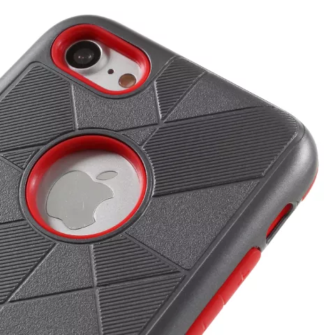 Coque rigide m&eacute;tallique gris rouge en TPU compatible avec iPhone 7 8 coque rouge argent