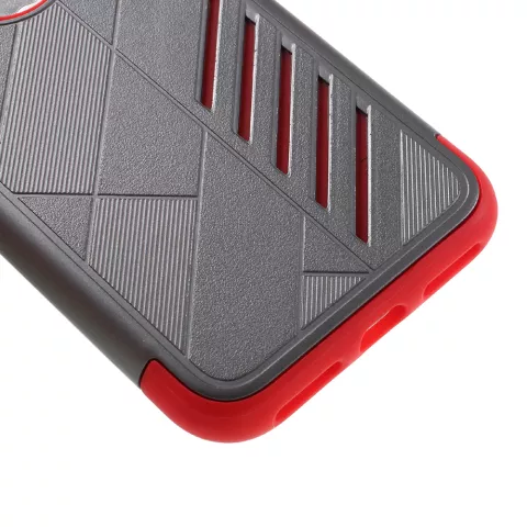 Coque rigide m&eacute;tallique gris rouge en TPU compatible avec iPhone 7 8 coque rouge argent