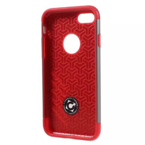 Coque rigide m&eacute;tallique gris rouge en TPU compatible avec iPhone 7 8 coque rouge argent
