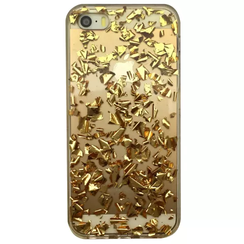 Coque transparente en TPU avec feuille d&#039;or compatible avec iPhone 5 5s et iPhone SE 2016 Coque dor&eacute;e