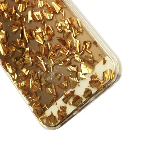 Coque transparente en TPU avec feuille d&#039;or compatible avec iPhone 5 5s et iPhone SE 2016 Coque dor&eacute;e