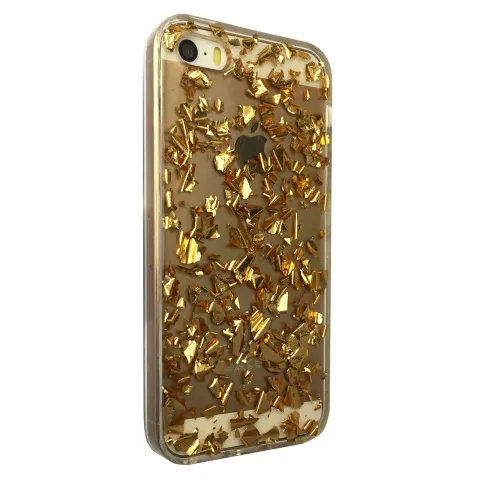 Coque transparente en TPU avec feuille d&#039;or compatible avec iPhone 5 5s et iPhone SE 2016 Coque dor&eacute;e