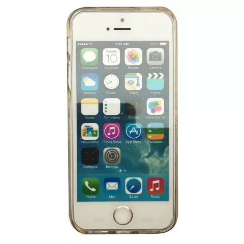 Coque transparente en TPU avec feuille d&#039;or compatible avec iPhone 5 5s et iPhone SE 2016 Coque dor&eacute;e