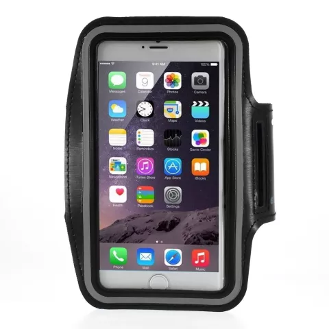 Ceinture de course compatible avec iPhone Plus / Max / Grand bracelet de sport pour mobile / t&eacute;l&eacute;phone - Noir